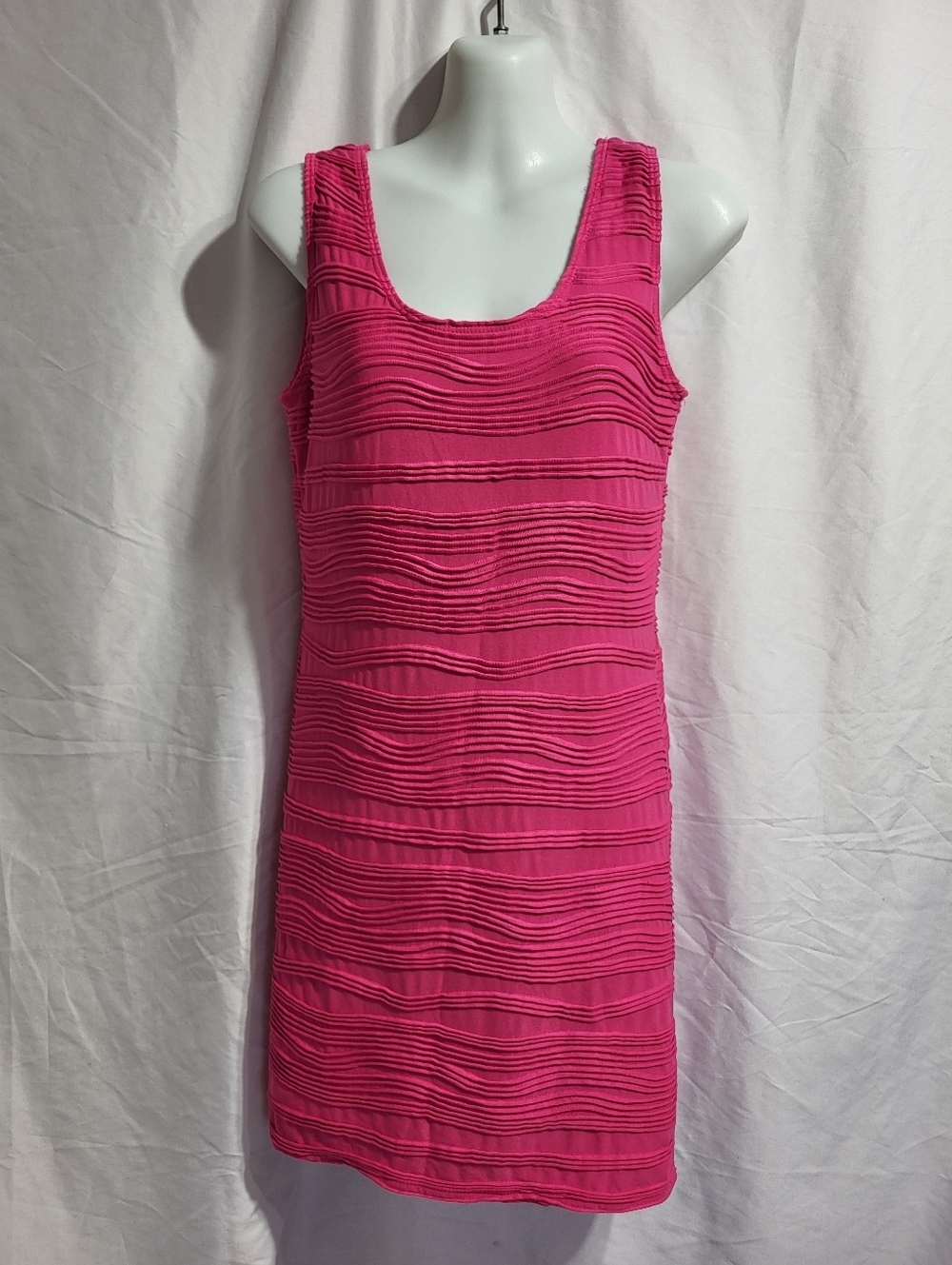 Pink Rose Hot Pink Textured Sleeveless Mini Dress, Size Medium
